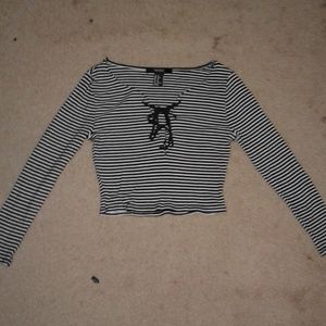 Black and White Striped Crop Top